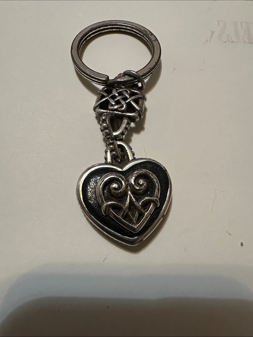 Brighton Silver and Black Heart Charm Keyring